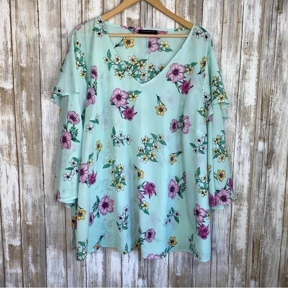 Lane Bryant Blue Floral Blouse - Picture 2 of 6
